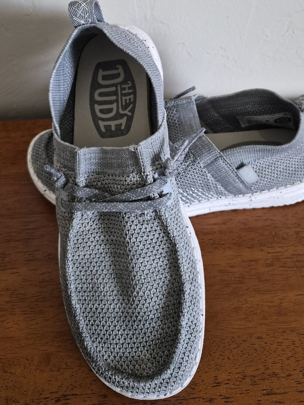 Hey Dude Light Grey Knit Slip-On Loafers
